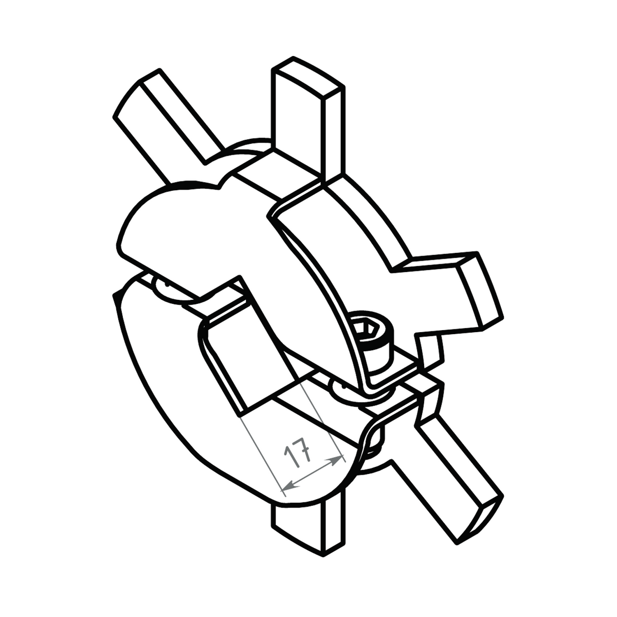 Rotation shunt star wheel 17 mm square shaft
