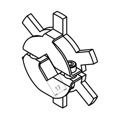 Rotation shunt star wheel 17 mm square shaft